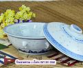 โถข้าว หรือโถซุบกระเบื้องลายครามเม็ดแตง กว้าง 9 นิ้ว ขาย 1200 ค่าส่ง 80